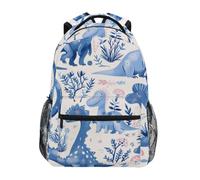 Linnyio Cartone Animato Dinosauro Blu Zaino Scolastico per Ragazzi Ragazze,Borse per Libri e Studenti Alla Moda