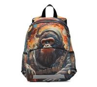 Linnyio Cool Gorilla Art Zainetto per L'asilo 3-8 Anni,Zaino Scolastico per Bambini e Bimbi Piccoli,Motivo Cartone Animato