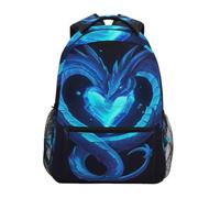 Linnyio Cuore Di Drago Blu Incandescente Zaino Scolastico per Ragazzi Ragazze,Borse per Libri e Studenti Alla Moda