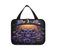 Linnyio Demone Modello Halloween Borsa da Trucco Cosmetica Viaggio Sospesa Borsa da Trucco Pieghevole di Grande Capacità per Il Bagno Delle Donne Delle