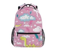Linnyio Dinosauri Gialli Nuvole Rosa Zaino Scolastico per Ragazzi Ragazze,Borse per Libri e Studenti Alla Moda