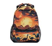 Linnyio Dinosauri Tramonto Natura Scenico Zaino Scolastico per Ragazzi Ragazze,Borse per Libri e Studenti Alla Moda