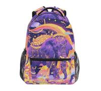Linnyio Elefante Colorato Vibrante Magico Zaino Scolastico per Ragazzi Ragazze,Borse per Libri e Studenti Alla Moda