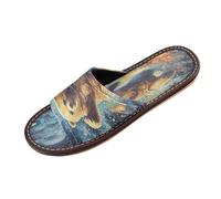 Linnyio Fancy Blue Moon Bear Ciabatte da Viaggio da Spiaggia Antiscivolo Ragazzi Leggere Ideali per Esterni Uomo Donna.