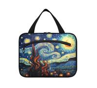 Linnyio Fantasia Luna Blu Art Borsa da Trucco Cosmetica Viaggio Sospesa Borsa da Trucco Pieghevole di Grande Capacità per Il Bagno Delle Donne Delle
