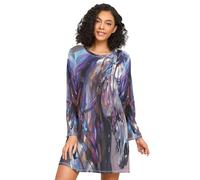 Linnyio Fantastico Cavallo d'Argento Camicie da Notte da Donna Pigiami A Maniche Lunghe Morbide Camicie da Notte Abbigliamento da Notte