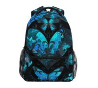 Linnyio Farfalle Blu Cuori Scuri Zaino Scolastico per Ragazzi Ragazze,Borse per Libri e Studenti Alla Moda