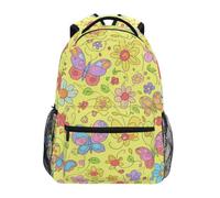 Linnyio Farfalle Colorate Che Volano Giallo Zaino Scolastico per Ragazzi Ragazze,Borse per Libri e Studenti Alla Moda