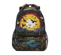 Linnyio Foresta Oscura Della Luna Della Natura Zaino Scolastico per Ragazzi Ragazze,Borse per Libri e Studenti Alla Moda