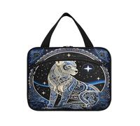 Linnyio Ghepardo Animale Astratto Borsa da Trucco Cosmetica Viaggio Sospesa Borsa da Trucco Pieghevole di Grande Capacità per Il Bagno Delle Donne Delle