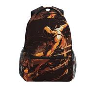 Linnyio Giocatore Di Basket Arancione Infuocato Zaino Scolastico per Ragazzi Ragazze,Borse per Libri e Studenti Alla Moda