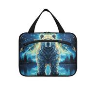 Linnyio Gufo Luminoso Spaziale Borsa da Trucco Cosmetica Viaggio Sospesa Borsa da Trucco Pieghevole di Grande Capacità per Il Bagno Delle Donne Delle