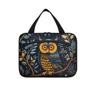 Linnyio Gufo Simpatico Cartone Animato Borsa da Trucco Cosmetica Viaggio Sospesa Borsa da Trucco Pieghevole di Grande Capacità per Il Bagno Delle Donne Delle