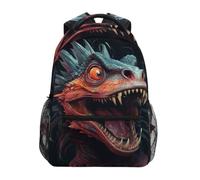 Linnyio Iguana Rosso Spaventoso Zaino Scolastico per Ragazzi Ragazze,Borse per Libri e Studenti Alla Moda