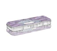 Linnyio Ippopotamo Carino Cartone Animato Viola Astuccio Trasparente per Penne Matite Organizer per la Scuola e L'ufficio
