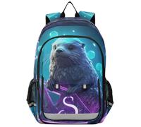 Linnyio Lontra Di Cristallo Viola Incandescente Magico Zaino Scolastico per Studenti,Zainetti per Bambini e Ragazzi,Ideali per La Scuola Viaggi