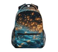 Linnyio Luce Scintillante Scie Blu Zaino Scolastico per Ragazzi Ragazze,Borse per Libri e Studenti Alla Moda