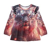 Linnyio Luce Spaziale Cool Tigre Camicie da Notte da Donna,Pigiami a Maniche Lunghe Morbide Abbigliamento da Notte