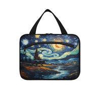 Linnyio Luna Di Opere D'Arte Ad Acquerello Borsa da Trucco Cosmetica Viaggio Sospesa Borsa da Trucco Pieghevole di Grande Capacità per Il Bagno Delle Donne Delle