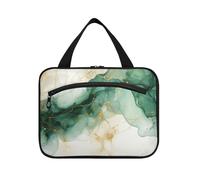 Linnyio Lupo Verde Che Ulula Borsa da Trucco Cosmetica Viaggio Sospesa Borsa da Trucco Pieghevole di Grande Capacità per Il Bagno Delle Donne Delle