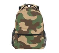 Linnyio Mimetico Verde Marrone Stile Militare Zaino Scolastico per Ragazzi Ragazze,Borse per Libri e Studenti Alla Moda