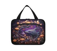 Linnyio Modello Di Halloween Pesce Mostro Borsa da Trucco Cosmetica Viaggio Sospesa Borsa da Trucco Pieghevole di Grande Capacità per Il Bagno Delle Donne Delle