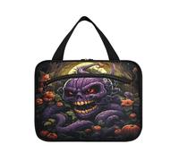 Linnyio Mostro Con Motivo Halloween Borsa da Trucco Cosmetica Viaggio Sospesa Borsa da Trucco Pieghevole di Grande Capacità per Il Bagno Delle Donne Delle