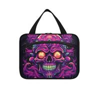 Linnyio Mostro Teschio Viola Borsa da Trucco Cosmetica Viaggio Sospesa Borsa da Trucco Pieghevole di Grande Capacità per Il Bagno Delle Donne Delle