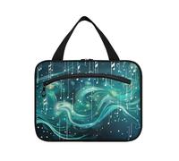 Linnyio Nota Musicale Astratta Borsa da Trucco Cosmetica Viaggio Sospesa Borsa da Trucco Pieghevole di Grande Capacità per Il Bagno Delle Donne Delle