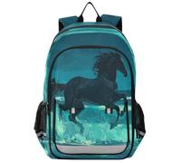 Linnyio Opera D'arte Cavallo Nero Zaino Scolastico per Studenti,Zainetti per Bambini e Ragazzi,Ideali per La Scuola Viaggi