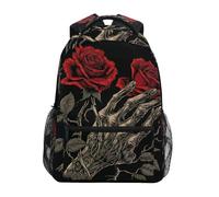 Linnyio Opera D'arte Rosa Rossa Zaino Scolastico per Ragazzi Ragazze,Borse per Libri e Studenti Alla Moda