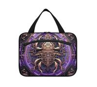 Linnyio Oroscopo Viola Astratto Medio Borsa da Trucco Cosmetica Viaggio Sospesa Borsa da Trucco Pieghevole di Grande Capacità per Il Bagno Delle Donne Delle