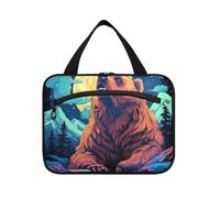 Linnyio Orso Bradipo Con Opere D'Arte Ad Acquerello Borsa da Trucco Cosmetica Viaggio Sospesa Borsa da Trucco Pieghevole di Grande Capacità per Il Bagno Delle Donne Delle