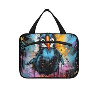 Linnyio Pappagallo Con Opere D'Arte Ad Acquerello Borsa da Trucco Cosmetica Viaggio Sospesa Borsa da Trucco Pieghevole di Grande Capacità per Il Bagno Delle Donne Delle