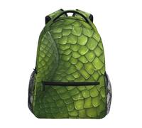 Linnyio Pelle Di Serpente Verde Arte Zaino Scolastico per Ragazzi Ragazze,Borse per Libri e Studenti Alla Moda