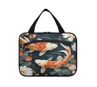 Linnyio Pesce Con Opere D'Arte Ad Acquerello Borsa da Trucco Cosmetica Viaggio Sospesa Borsa da Trucco Pieghevole di Grande Capacità per Il Bagno Delle Donne Delle