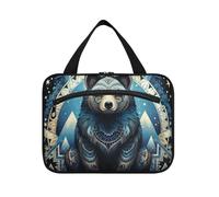 Linnyio Pinguino Astratto Blu Borsa da Trucco Cosmetica Viaggio Sospesa Borsa da Trucco Pieghevole di Grande Capacità per Il Bagno Delle Donne Delle