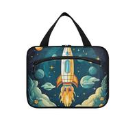 Linnyio Razzo Spaziale In Volo Borsa da Trucco Cosmetica Viaggio Sospesa Borsa da Trucco Pieghevole di Grande Capacità per Il Bagno Delle Donne Delle