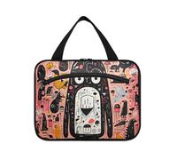 Linnyio Scarabocchiare L'Ippopotamo Dei Cartoni Animati Borsa da Trucco Cosmetica Viaggio Sospesa Borsa da Trucco Pieghevole di Grande Capacità per Il Bagno Delle Donne Delle