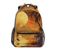 Linnyio Scena Serale Del Tramonto Vibrante Zaino Scolastico per Ragazzi Ragazze,Borse per Libri e Studenti Alla Moda