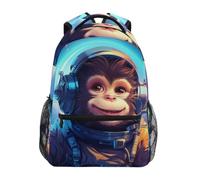 Linnyio Scimmia Astronauta Spazio Cosmico Zaino Scolastico per Ragazzi Ragazze,Borse per Libri e Studenti Alla Moda