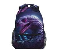 Linnyio Serpente Viola Brillante Luminoso Zaino Scolastico per Ragazzi Ragazze,Borse per Libri e Studenti Alla Moda