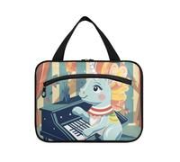 Linnyio Simpatico Cucciolo Di Unicorno Borsa da Trucco Cosmetica Viaggio Sospesa Borsa da Trucco Pieghevole di Grande Capacità per Il Bagno Delle Donne Delle
