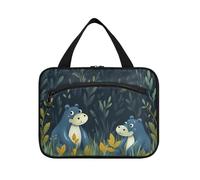 Linnyio Simpatico Ippopotamo Cartone Animato Borsa da Trucco Cosmetica Viaggio Sospesa Borsa da Trucco Pieghevole di Grande Capacità per Il Bagno Delle Donne Delle