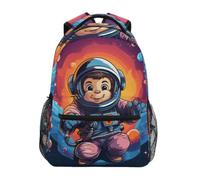 Linnyio Spazio Colorato Orso Felice Astronauta Zaino Scolastico per Ragazzi Ragazze,Borse per Libri e Studenti Alla Moda