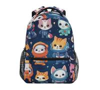 Linnyio Spazio Per Gatti Carino Animato Zaino Scolastico per Ragazzi Ragazze,Borse per Libri e Studenti Alla Moda