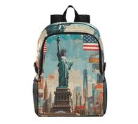 Linnyio Statua Liberty America Bandiere Zaino Pieghevole Impermeabile e Leggero,Ideale per Escursioni Viaggi e Campeggio