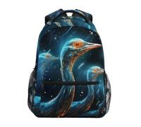 Linnyio Stelle Blu Del Cielo Notturno Degli Struzzi Zaino Scolastico per Ragazzi Ragazze,Borse per Libri e Studenti Alla Moda