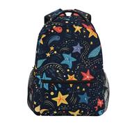 Linnyio Stelle Colorate Blu Spazio Scuro Zaino Scolastico per Ragazzi Ragazze,Borse per Libri e Studenti Alla Moda