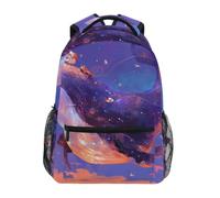Linnyio Stelle Del Cielo Notturno Della Balena Viola Zaino Scolastico per Ragazzi Ragazze,Borse per Libri e Studenti Alla Moda